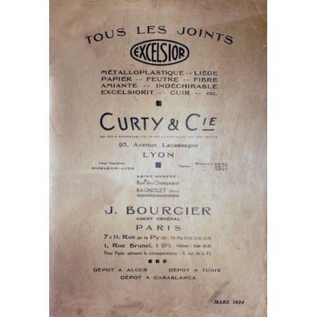 Curty & Cie Excelsior, tous les joints avant 1935