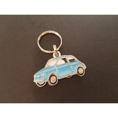 Porte-clés profil Fiat 500 (bleu ciel)