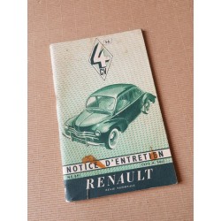 Renault 4cv R1062, notice d'entretien originale