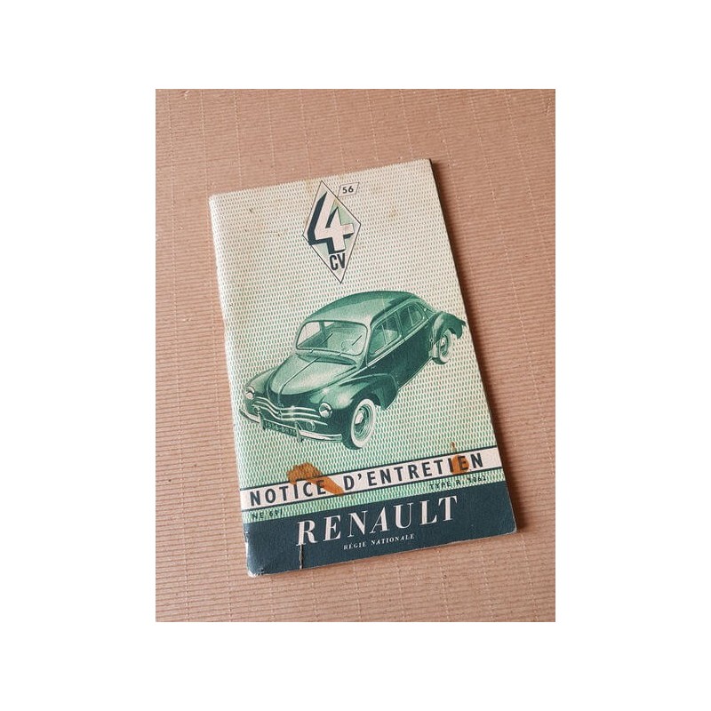 Renault 4cv R1062, notice d'entretien originale