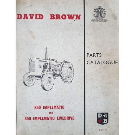 David Brown 850 Implematic et Livedrive, catalogue de pièces