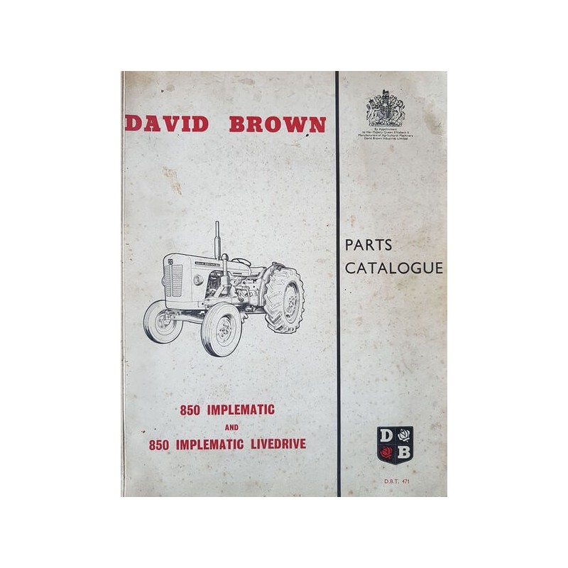 David Brown 850 Implematic et Livedrive, catalogue de pièces