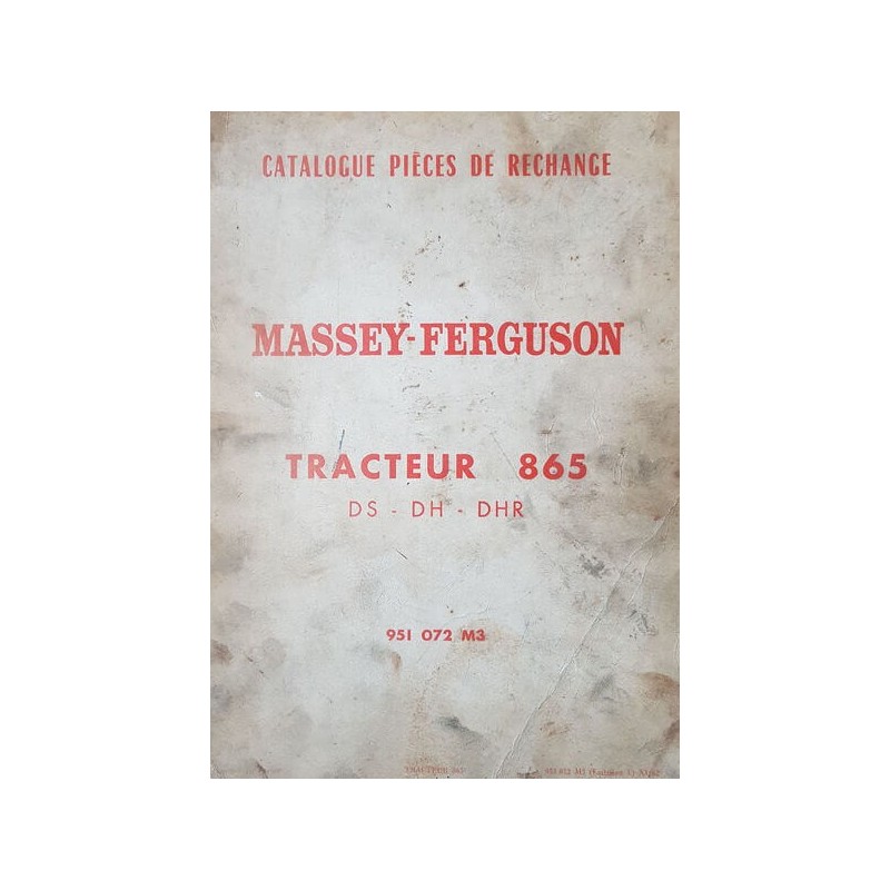 Massey-Ferguson 865 DS, DH, DHR, catalogue de pièces (eBook)