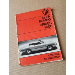 Alfa Romeo Spider 1600, notice d’entretien original