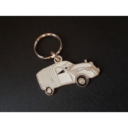 Porte-clés profil Citroen 2cv Fourgonnette, AZU (blanc)