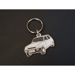 Porte-clés profil Renault 5, L TL GTL LS TX 5L 5TL 5TX (blanc)