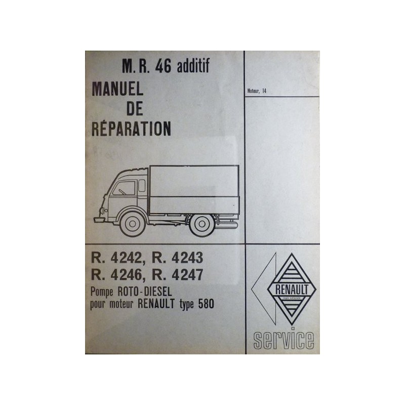 Roto-Diesel, pompe pour moteur Renault 580, manuel de réparation