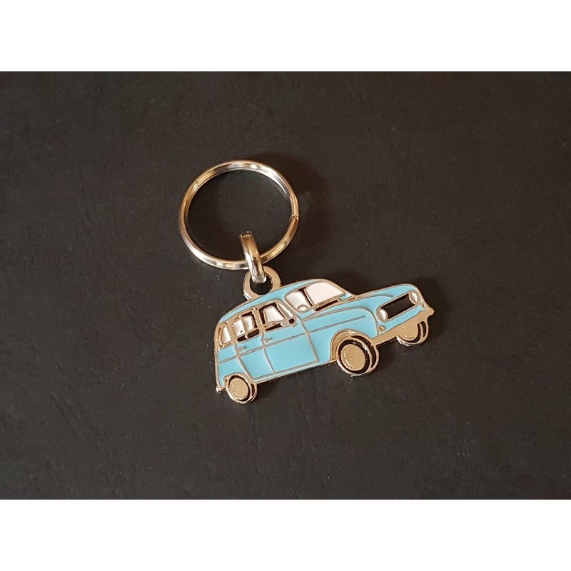 Porte-clés profil Renault 4, R4 TL GTL 4L (bleu clair)