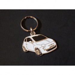 Porte-clés profil Fiat 500, 500c 500e, depuis 2007 (blanc)