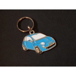 Porte-clés profil Fiat 500, 500c 500e, depuis 2007 (bleu clair)