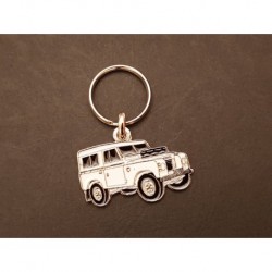 Porte-clés profil Land Rover Series III, SWB 88 (blanc)