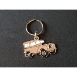 Porte-clés profil Land Rover Series III, SWB 88 (beige, marron)