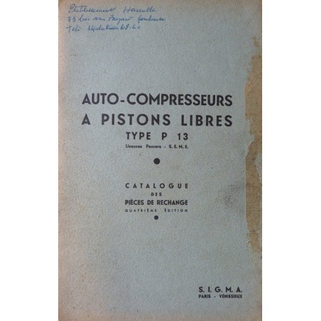 Sigma P13 auto-compresseur à pistons libres, catalogue de pièces (eBook)