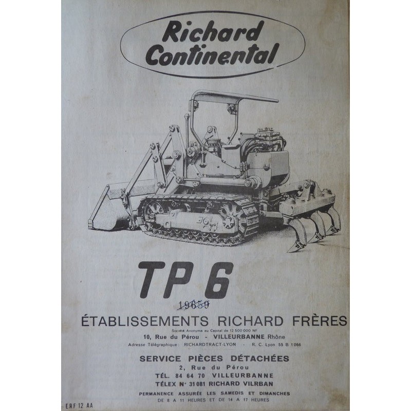 Richard Continental TP6 à moteur Perkins P659, catalogue de pièces (eBook)