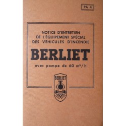 Berliet équipement incendie GLA-19 et GLB-19, notice d’entretien