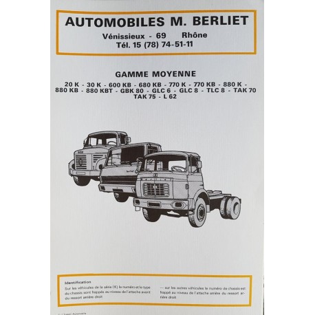 Berliet gamme moyenne 20K à TAK75, manuel technique (eBook)