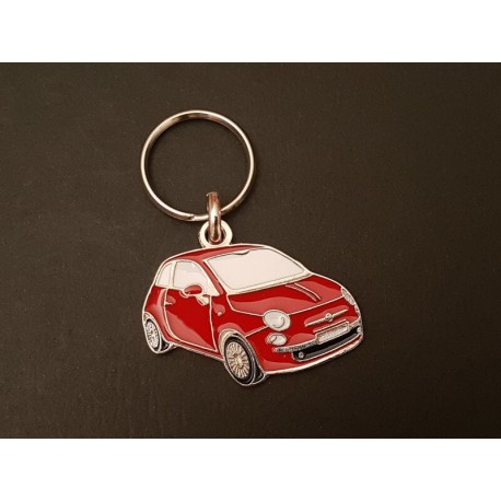 Porte-clés profil Fiat 500, 500c 500e, depuis 2007 (rouge)