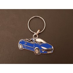 Porte-clés profil Peugeot 206cc, 206 cc coupé cabriolet 16s gti (bleu)