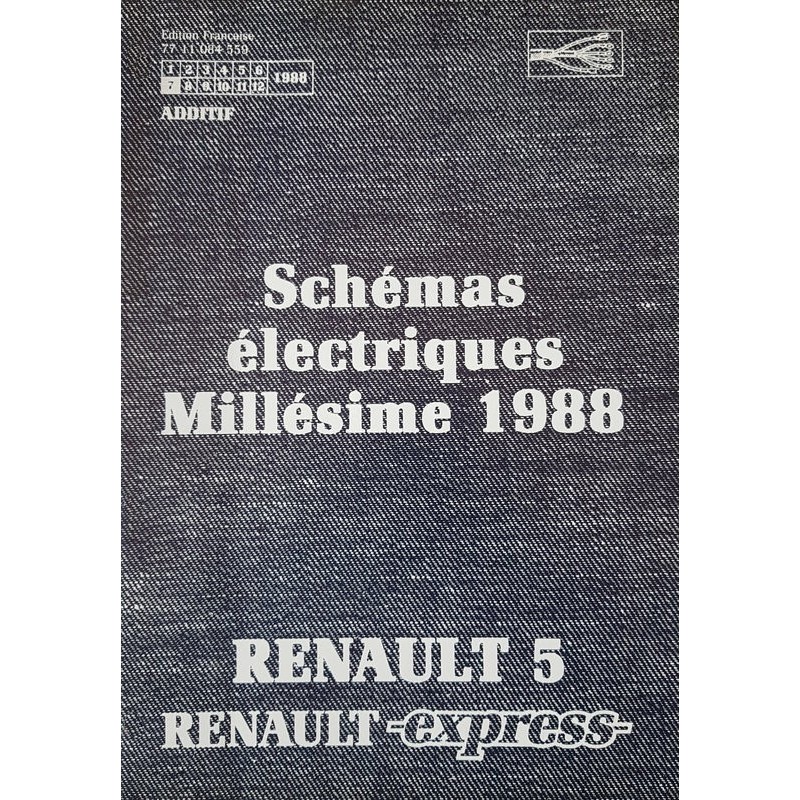 Schémas électriques Manuel Pour Renault Super 5, R5 Express, GTT, GT Turbo - Année 1988 - Référence NT8036