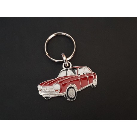 Porte-clés profil Peugeot 204 berline (rouge)
