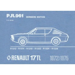 Renault 17 TL, Catalogue de Pièces