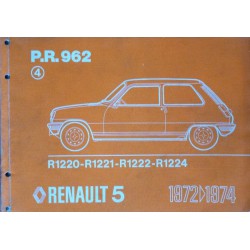 Renault 5 de 1972 à 1974, catalogue de pièces