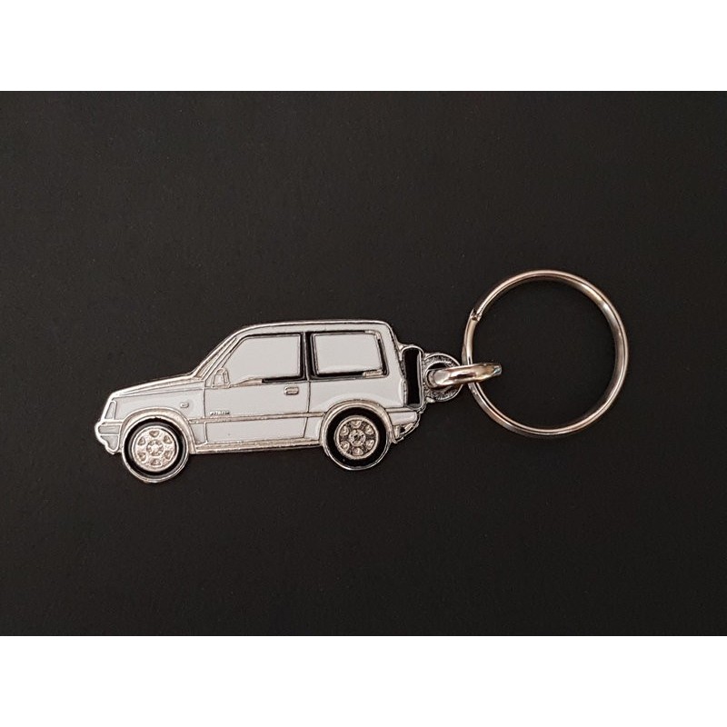 Porte-clés profil Suzuki Vitara JX JLX Sidekick, Santana 300 S300 Escudo (blanc)