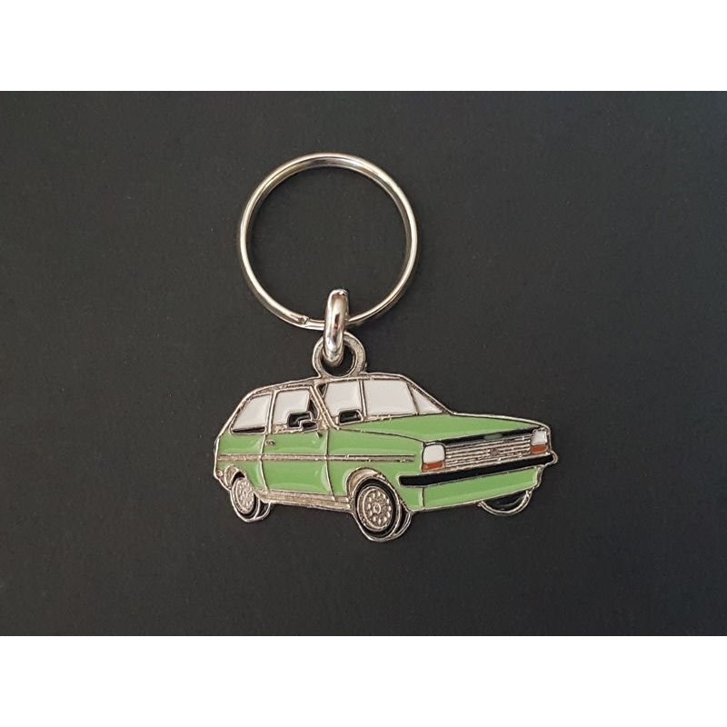 Porte-clés profil Ford Fiesta mk1, Ghia Sport RS Popular GL (vert)