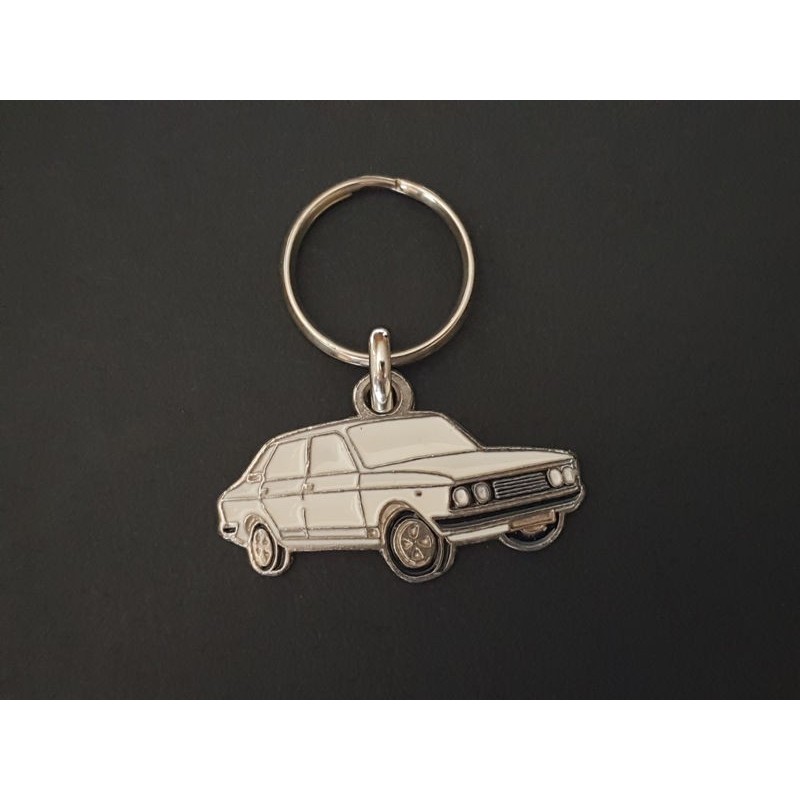 Porte-clés profil Fiat 132 1600 1800 2000 et Seat 132, Polski (blanc)