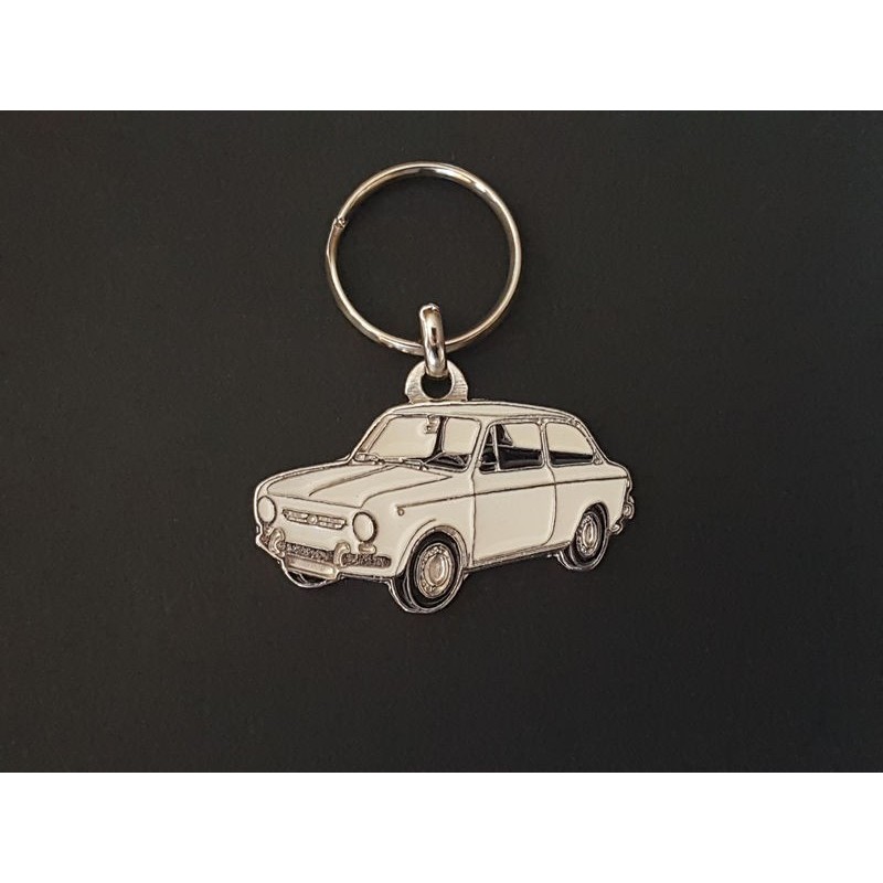 Porte-clés profil Fiat 850 et Seat 850 berline (blanc)