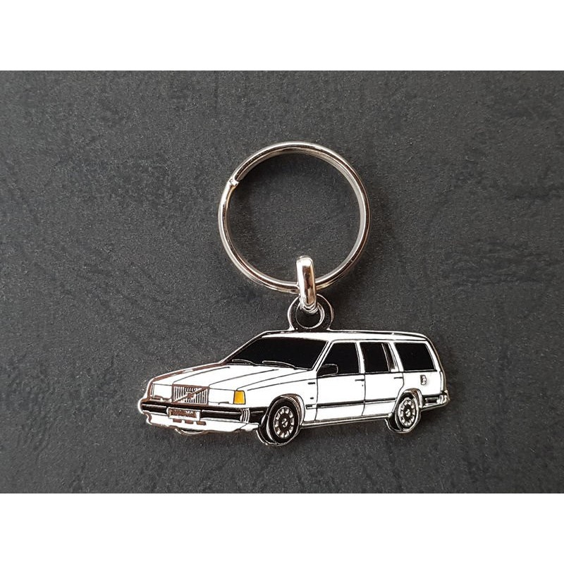 Porte-clés profil Volvo 740, 760 estate, GL GLE Turbo GLT SE Polar (blanc)