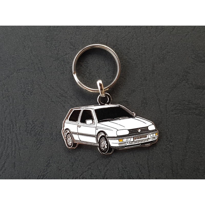 Porte-clés profil Volkswagen Golf 3 III, GTi TDi VR6, mk3 (blanco)