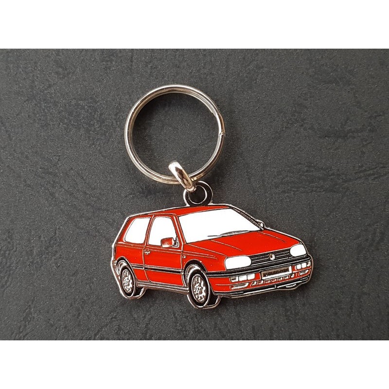 Porte-clés profil Volkswagen Golf 3 III, GTi TDi VR6, mk3 (rojo)