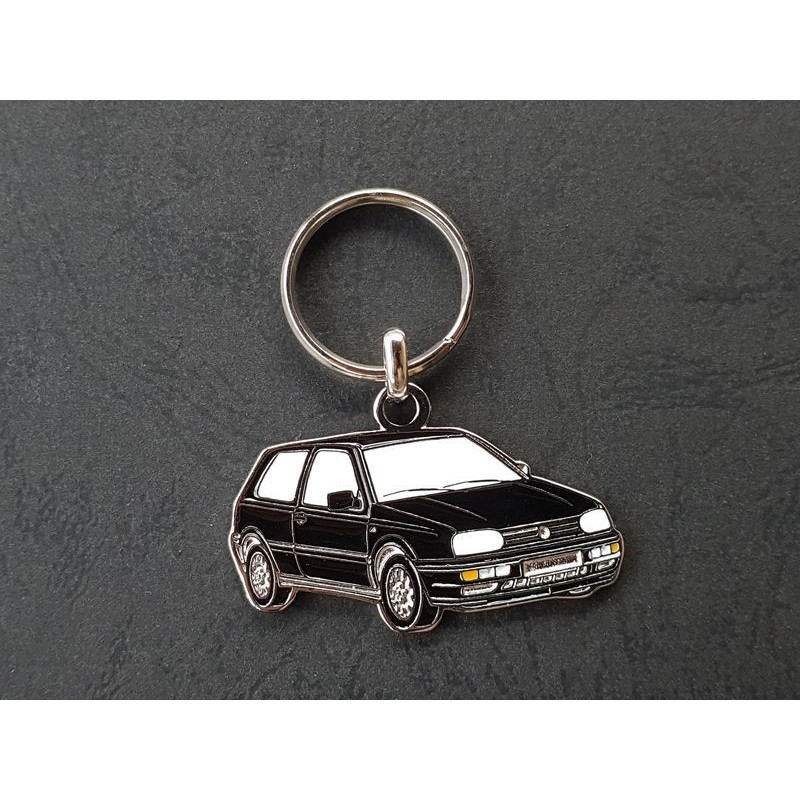 Porte-clés profil Volkswagen Golf 3 III, GTi TDi VR6, mk3 (negro)