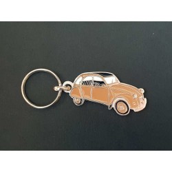 Porte-clés profil Citroen 2cv, 2cv4, 2cv6, Special Club (beige-marron)