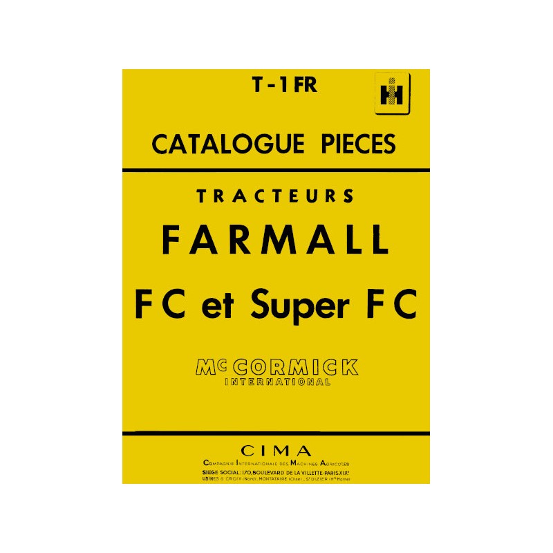 McCormick Farmall FC et Super FC, catalogue de pièces (eBook)