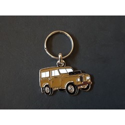 Porte-clés profil Land Rover Series III, SWB 88 (beige, marron)