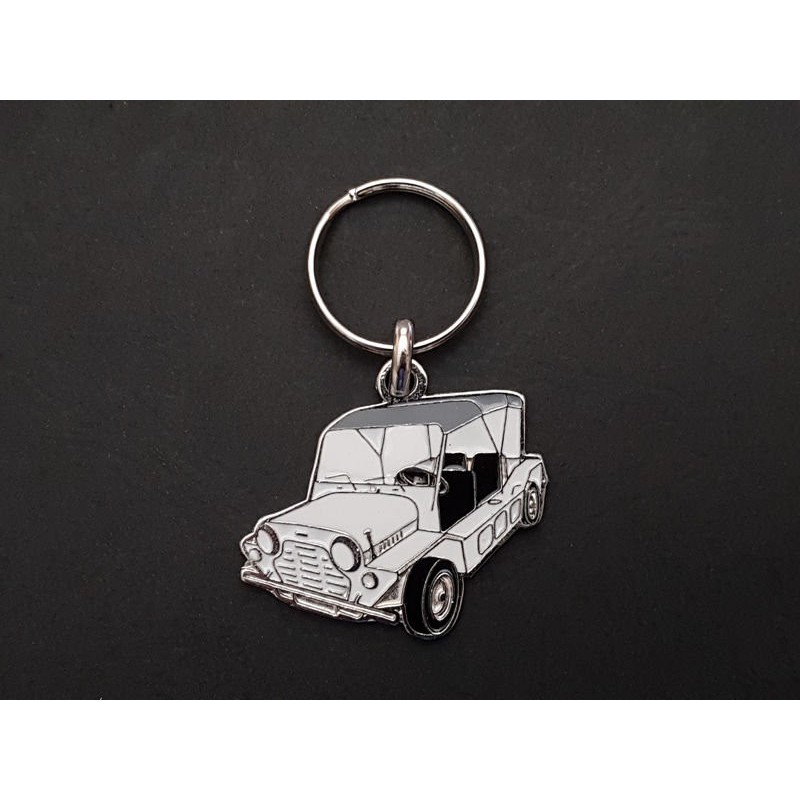Porte-clés profil Mini Moke, Austin Morris BMC Leyland (blanc)