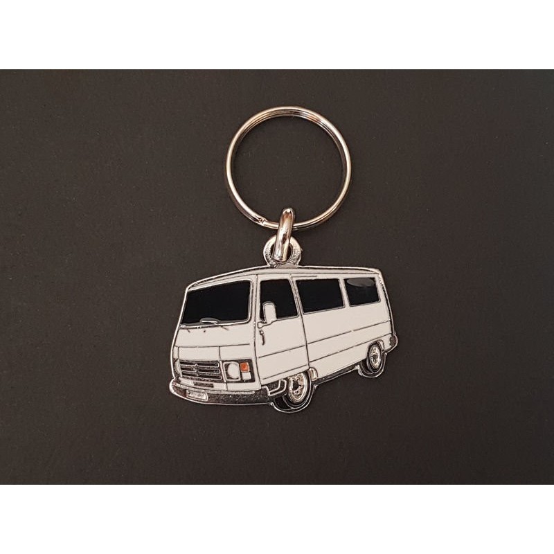 Porte-clés profil Peugeot J9 vitré minibus (blanc)