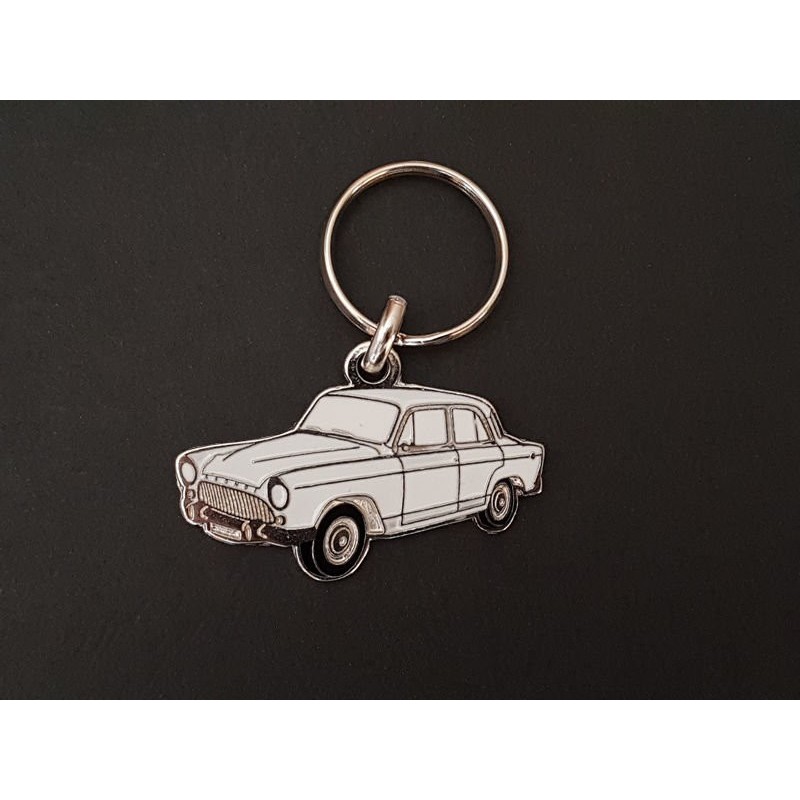 Porte-clés profil Simca Aronde P60, Étoile Élysée Montlhéry Deluxe Rush (blanc)