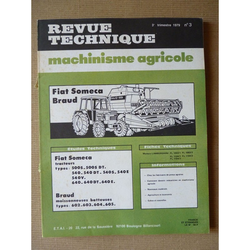 RTMA Fiat Someca 500, 540, 640. Braud 602 603 604 605