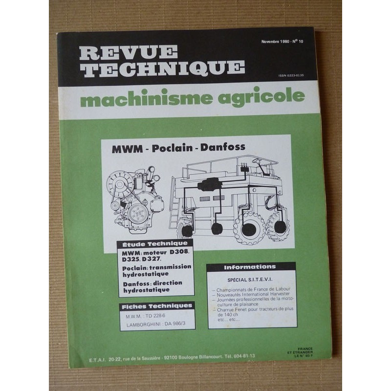 RTMA MWM D308 D325 D327. Transmission Poclain. Direction Danfoss