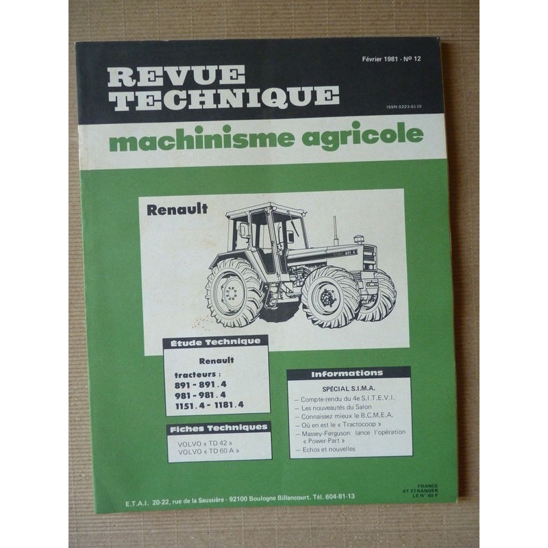 RTMA Renault 891, 981, 1151, 1181. MWM D227, D226