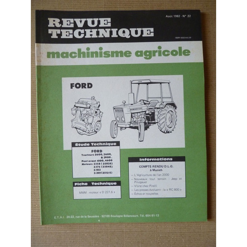 RTMA Ford 2600, 3600, 3900. Ford 3.158 3.175 3.183 3.201 2502E 2504E 2512E de Manitou