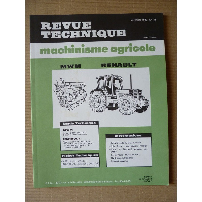 RTMA Renault 95-12 95-14 145-14 103-12 103-14 113-12 113-14 133-14. MWM D226 D227 TD228