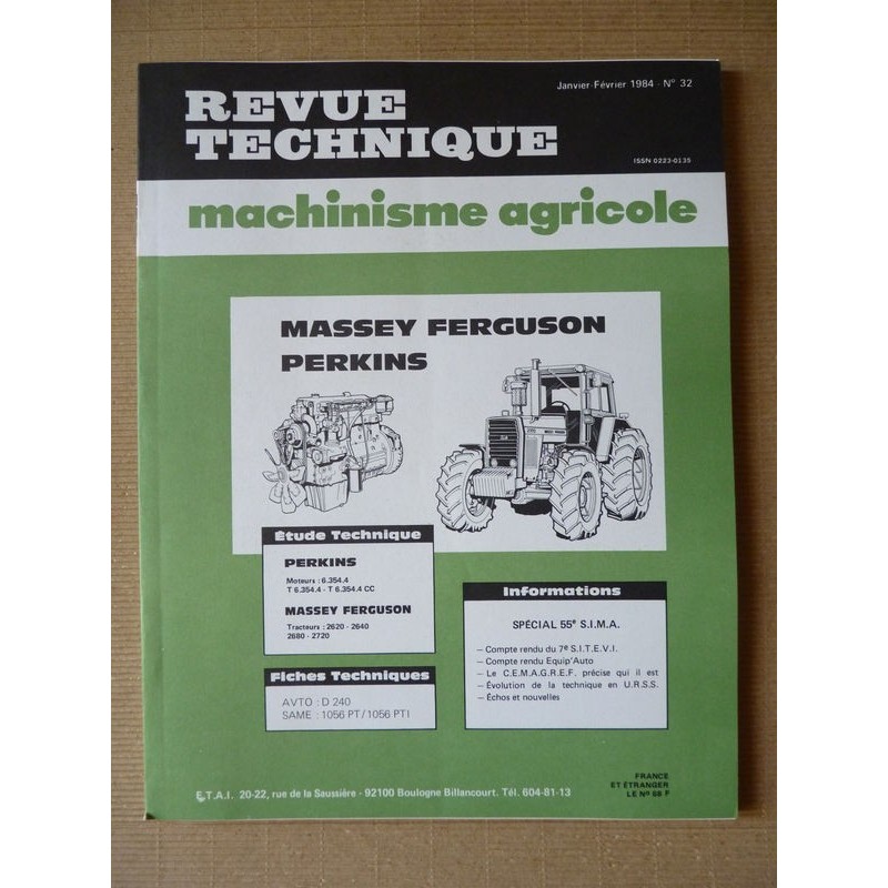 RTMA Massey Ferguson 2620, 2640, 2680, 2720. Perkins 6.354