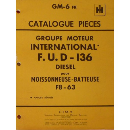 McCormick IH groupe moteur FUD-136, catalogue de pièces