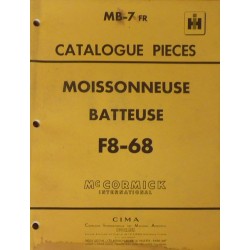 McCormick IH moissonneuse F8-68, catalogue de pièces