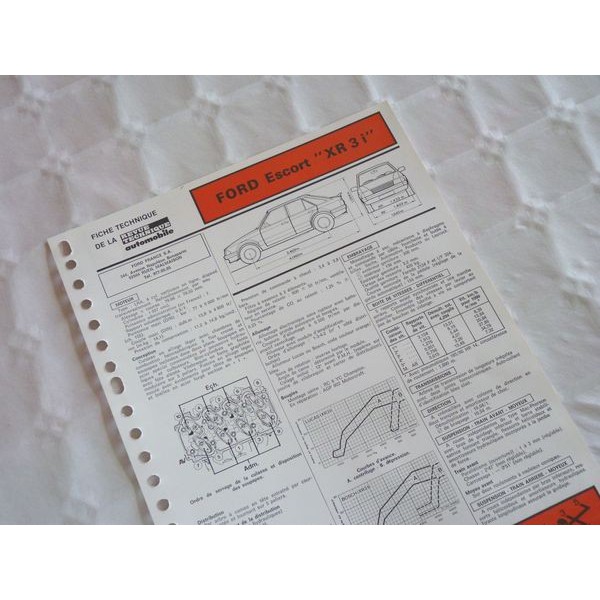 Fiche technique Ford Escort XR3i 105ch, mk3