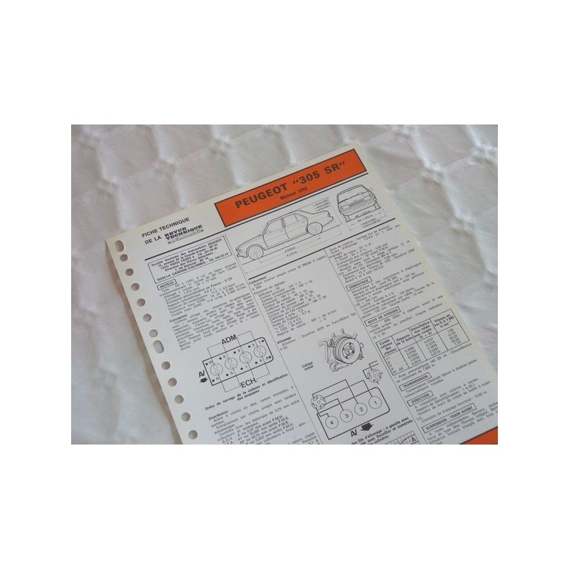 Fiche technique Peugeot 305 SR, phase 1